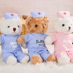 Oso de peluche personalizado para enfermera graduada de 2025, oso de peluche para enfermera de graduación de RN, regalos de graduación de 2025, oso de peluche para graduación de enfermera doctora, regalo para enfermera