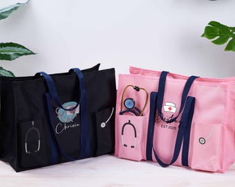 Personalized Nurse Tote Bags,Canvas Registered Nurse Tote Bag,Nurse Appreciation Gift,Nurse Week Gift,Nurse Graduation Gift,Gifts for Nurses