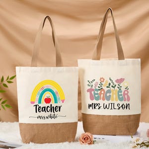 Sac fourre-tout personnalisé pour enseignant, Sac personnalisé pour enseignant, Sacs cadeaux pour l'école, Rentrée scolaire, Cadeau de remerciement pour enseignant, Cadeau pour enseignant