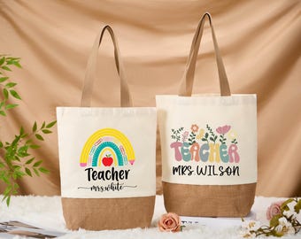Personalized Name Teacher Tote Bag,Custom Teacher Name Bag,School Gift Totes,Back To School,Thank You Teacher Present,Gift for Teacher
