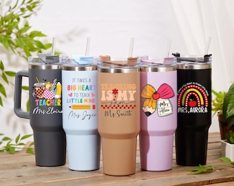 Personalized Teacher 40oz Tumbler,Teacher Cup,Custom Teacher Name Gifts,New Teacher Tumbler,Teacher Appreciation Gift,Back to School Gift
