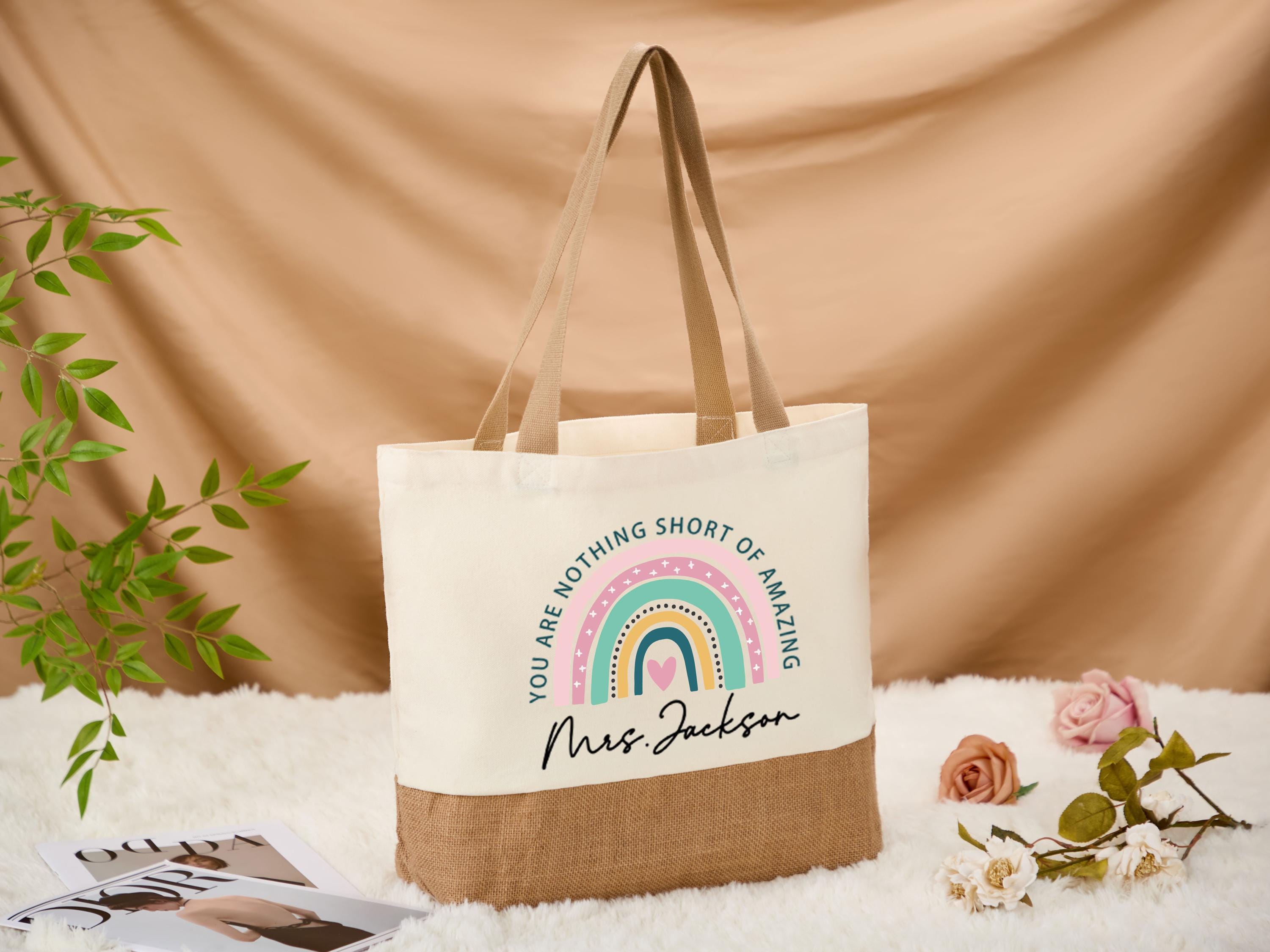 Personalized Teacher Tote Bag,Back To School Teacher Bag,Teacher Retirement Gift,Appreciation Gift for Teacher,Teacher Thank You Gift