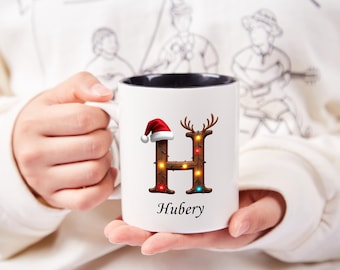 Gepersonaliseerde kerstkoffiemok, mok warme chocolademelk, mok aangepaste naam, kerstkoffiekop, kerstmismok, geheim kerstcadeau, kerstcadeau