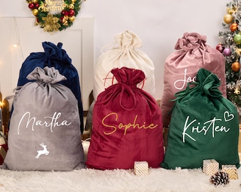 Sacs cadeaux de Noël personnalisés,Sac du père Noël surdimensionné personnalisé,Sac du père Noël avec nom,Sac du père Noël pour jouets,Boîtes de réveillon de Noël,Cadeaux de Noël pour enfants