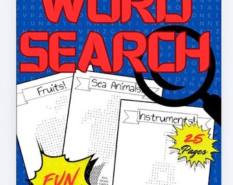 Fun Shaped Word Search, Ages 7+, 25 Puzzles with Solutions Included. Great for Classrooms, Gifts, and just Entertainment!