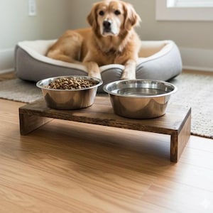 Elevated Double Dog Bowl Stand: Joint Relief, Solid Wood