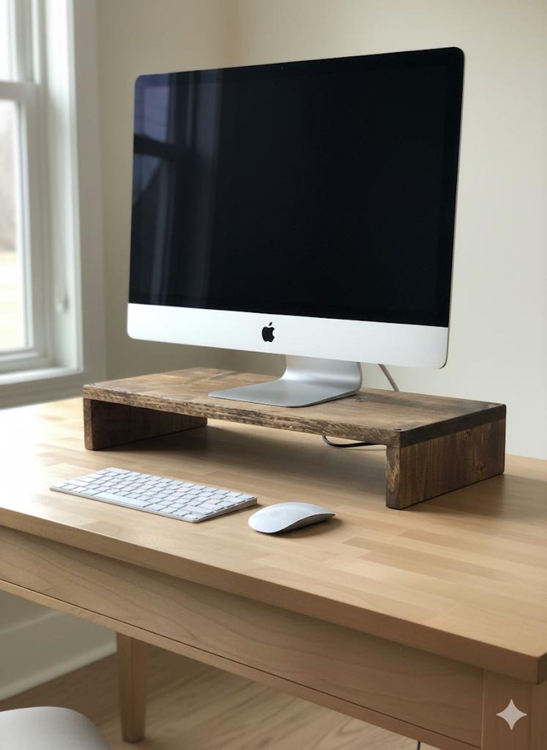 Wooden Desktop Monitor Riser and Desk Organizer for Computer and Laptop ...
