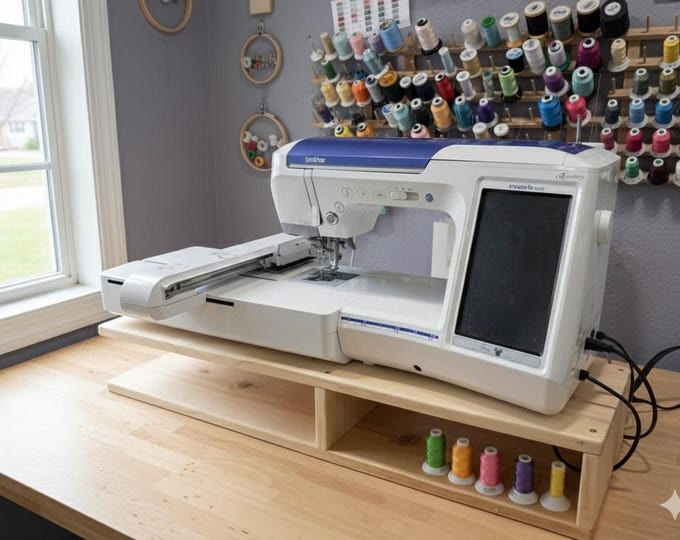 Monogram Machine Stand Wooden Embroidery Machine Riser | Stand for Brother Baby Lock Solaris ...