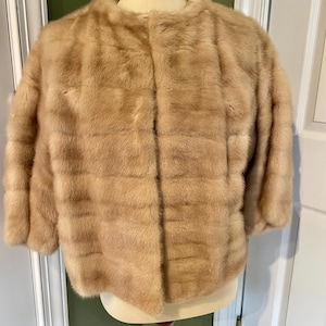 Palomino Blonde Mink Jacket Lined Vintage 50s 60s Three-Quarter Sleeves Doodaba