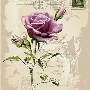 Vintage Vittoriano Viola Rosa Cartolina Immagine Grafica Arte Tessuto Blocco Doodaba
