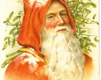 Vintage victorien père Noël Noël graphique image art tissu bloc Doodaba
