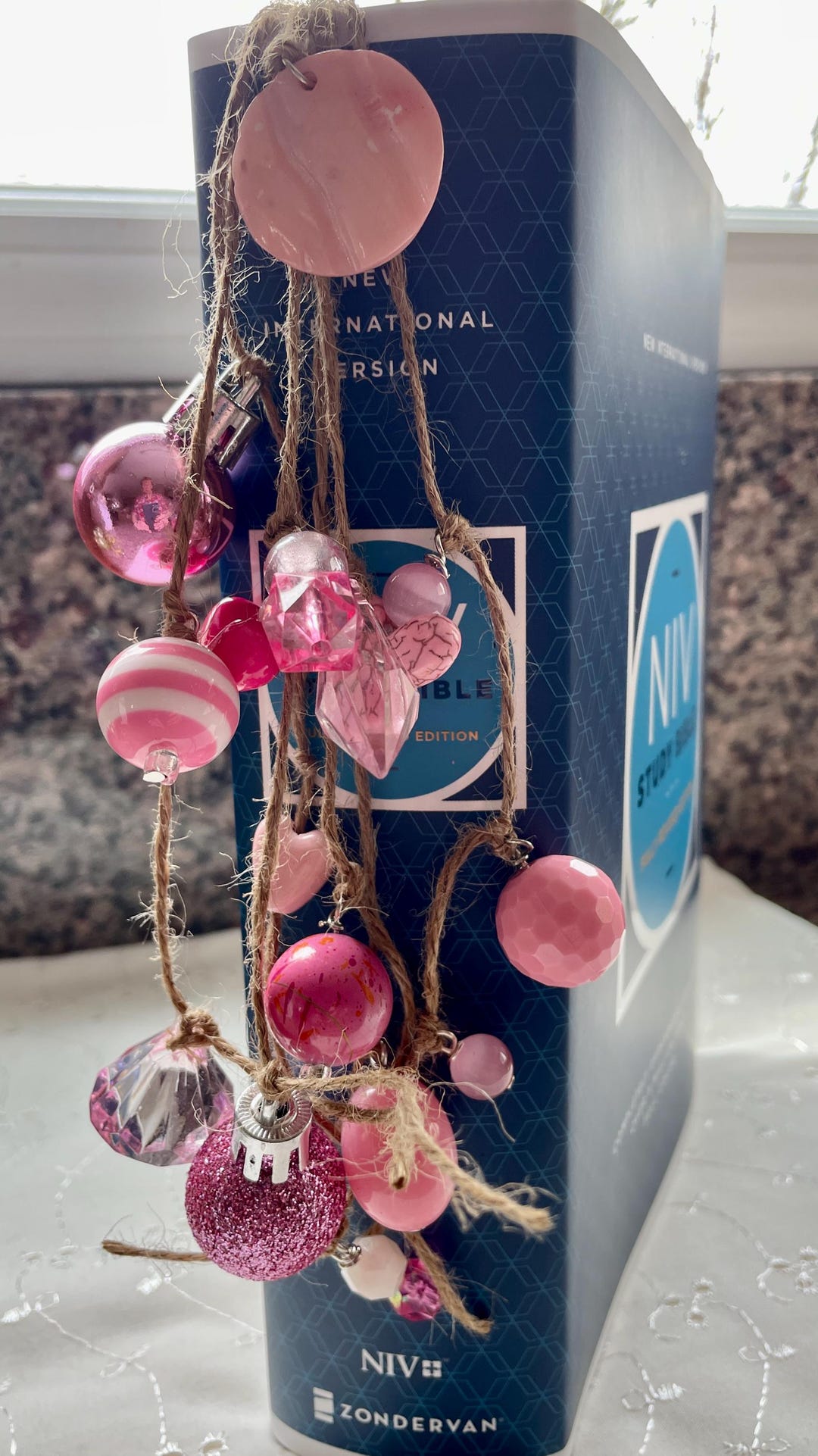 Pink Dangle Paper Clip Bookmark Beads Removable Tassel Junk Journal ...