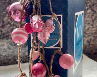 Pink Dangle Paper Clip Bookmark Beads Removable Tassel Junk Journal Bookmark Doodaba