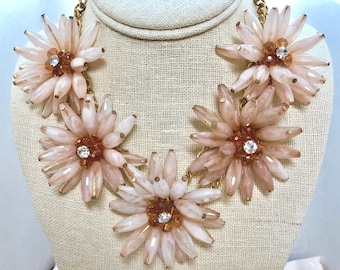 Daisy Thermoset Rhinestone Assemblage Statement Necklace Doodaba