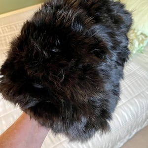 Rabbit Fur Muff Black Lined Vintage 40s 50s Doodaba