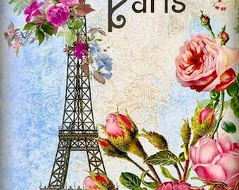 Vintage Paris Eiffel Tower France Pink Roses Graphic Image Art | Etsy