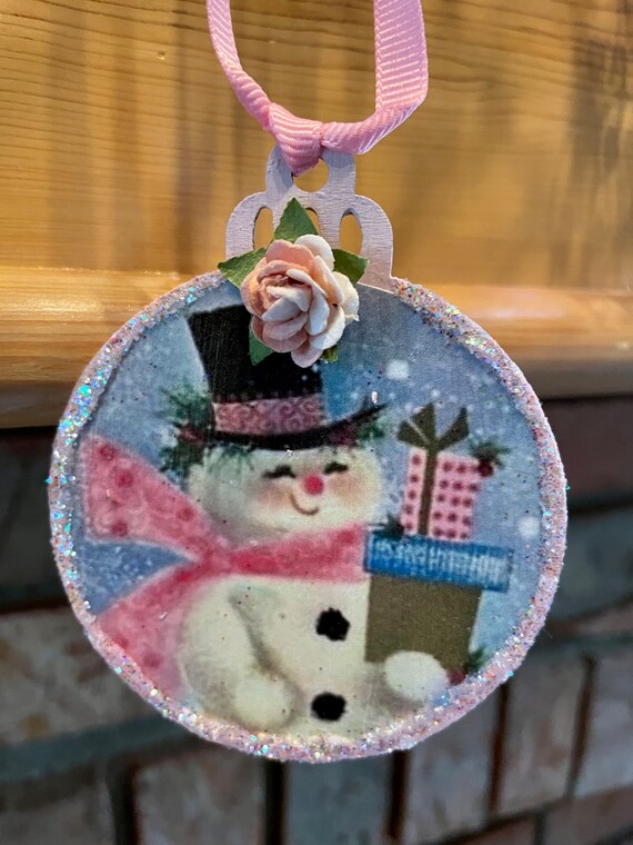 Decorative Snowman Prim Muffin Tin with Red Poinsettia Accent — Glimmerbug  Handmade Art