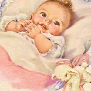 Vintage Baby Bessie Pease Gutmann Lamb Graphic Image Art Fabric Block Doodaba