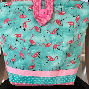 Bolso de mano Barbiecore con flamencos, color rosa y aguamarina, pájaros tropicales, hecho a mano, bolso de mano Barbiecore Doodaba