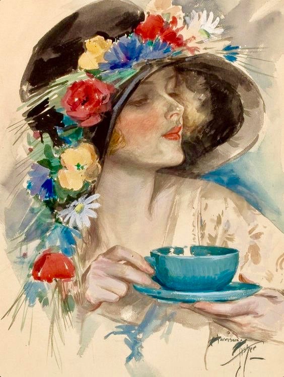 英 / HARRISON FISHER / ティーポット クリーマー シュガーボウル 3点セット /シルバープレート / アンティーク Harrison Fisher (1875 - 1934) \u2014 Henning Fine Art