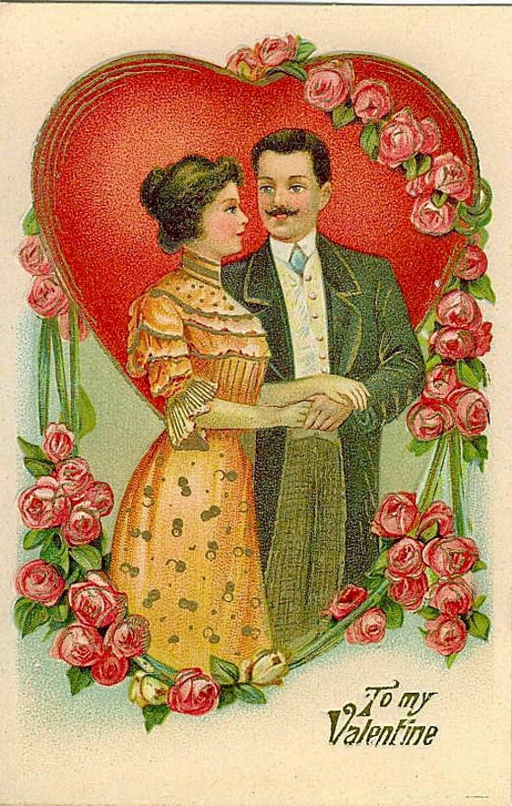 Little Girl with Umbrella 4x6 Antique Valentine's Postcard Print