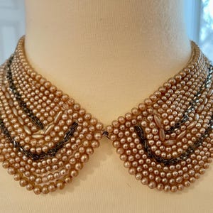 Vintage Pearl Silver Beads Beaded Collar Detached Doodaba