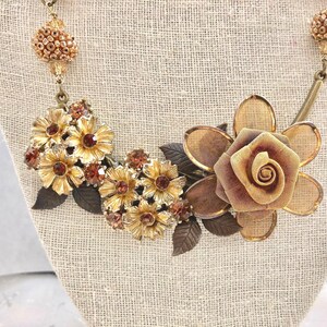 Daisy Bronze Assemblage Statement Necklace Doodaba