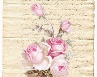 Pink Roses Butterflies Graphic Image Art Fabric Block Barbiecore Doodaba