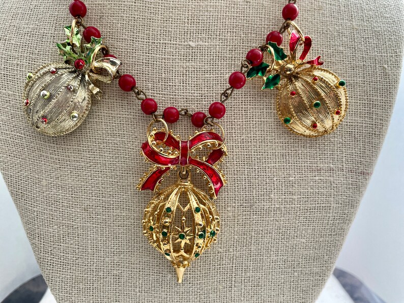 Vintage Christmas Tree Ornaments Repurposed Gold Assemblage Etsy