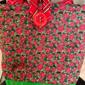 Bolso de mano navideño rojo y verde con flores de Pascua, hecho a mano, Doodaba