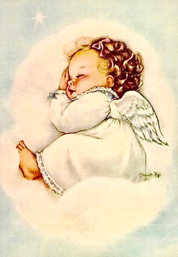 Vintage Angel Cherub Baby Graphic Image Art Fabric Block Etsy