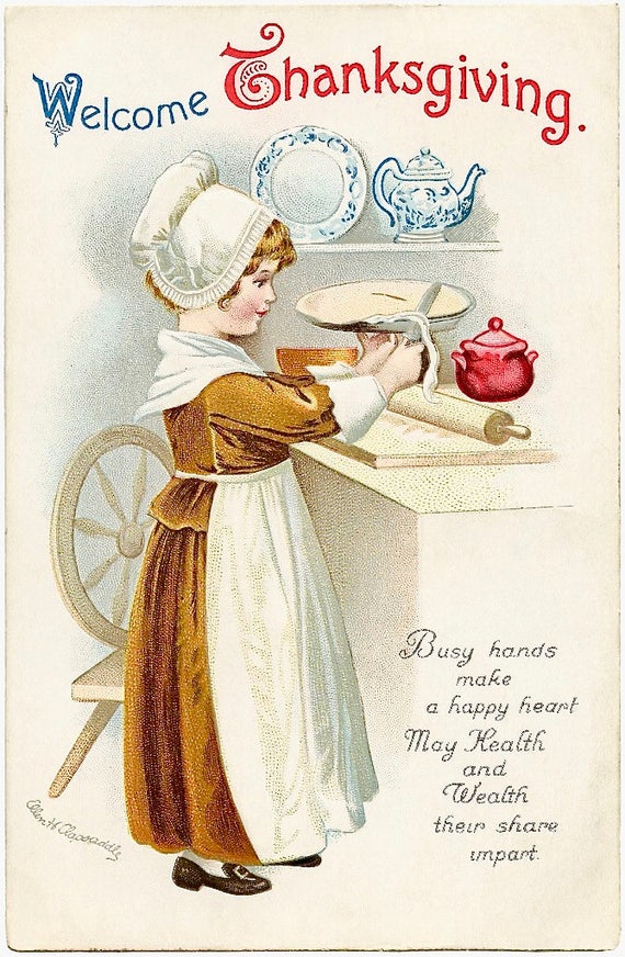 Fabric Block Vintage Thanksgiving Postcard Printed onto Fabric Block Victorian Fabric Block Vintage Thanksgiving Postcard Printed onto Fabric Block Victorian