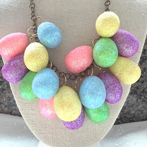 Easter Eggs Statement Assemblage Necklace Doodaba