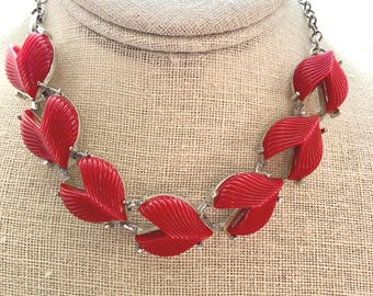 Red Hearts Vintage Necklace Doodaba