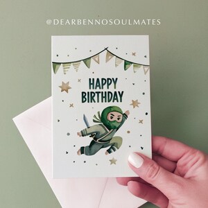 Geburtstagskarte | Ninja | Kindergeburtstag | Postkarte | Grußkarte | Wasserfarben | Aquarell | Karte mit Umschlag