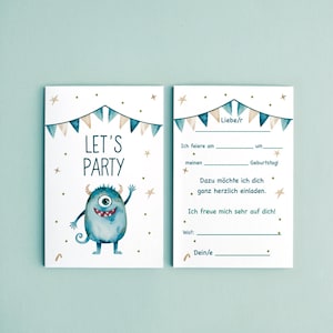 Einladungskarte | Monster | Kindergeburtstag | Einladung | Postkarte | Wasserfarben | Aquarell | Karte mit Umschlag l Grusel