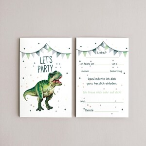 Einladungskarte | T-Rex | Kindergeburtstag | Einladung | Postkarte | Wasserfarben | Aquarell | Karte mit Umschlag l Dinosaurier | Jurassic