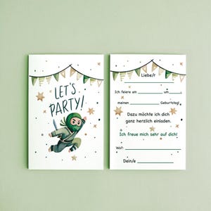 Einladungskarte | Ninja | Kindergeburtstag | Einladung | Postkarte | Wasserfarben | Aquarell | Karte mit Umschlag | Ninjago