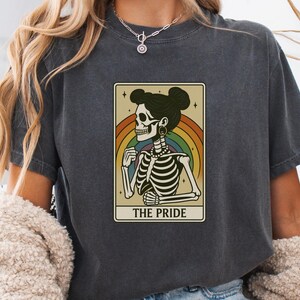 Pride Skeleton Tarot Card Shirt Comfort Colors LGBTQ Rainbow Graphic Tee Gothic Spooky Witchy Aesthetic Skeleton Queer Spirit Vintage Shirt