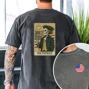 Camiseta personalizada de esqueleto del Padre Fundador Patriota: camiseta gráfica histórica vintage de EE. UU. del 4 de julio para hombres estadounidenses orgullosos