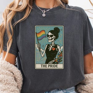Pride Skeleton Tarot Card Shirt Comfort Colors LGBTQ Rainbow Graphic Tee Gothic Spooky Witchy Aesthetic Skeleton Queer Spirit Vintage Shirt