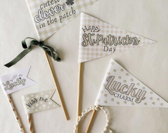 St. Patrick's Day Printable Flags, St. Patrick's Day Party Decor, St. Patrick's Day Photo Props, St. Patrick's Day Decorations
