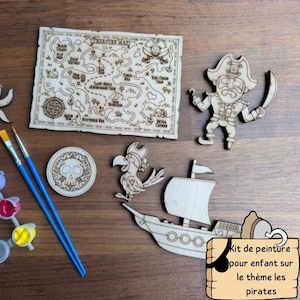 Kit criativo DIY Pirates - Decore suas formas de madeira (3 modelos para escolher) + opções adicionais