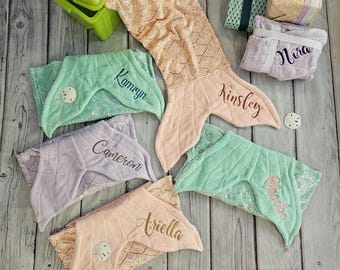 Paquete de fiesta con manta de sirena bordada personalizada