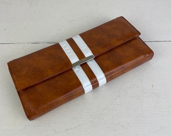 Vintage Bridge Card Game set in brown vinyl pouch