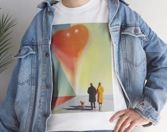 T-shirt romantisch paar hart, surrealistisch T-shirt, Love graphic T-shirt, jubileumcadeau, T-shirt vriend vriendin