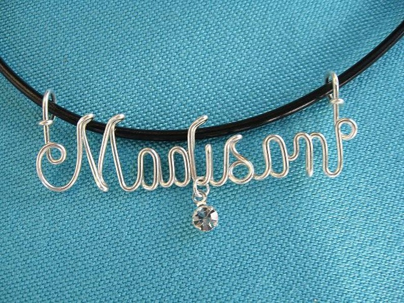 GOLD WIRE NAME Necklace With Birthstone optional Includes Etsy