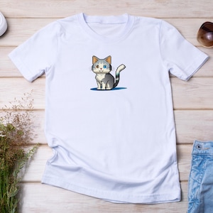 Anime Pixel Cat T-Shirt | Cute Kawaii Kitty Graphic Tee|Adorable Cartoon Feline Shirt|Japanese Anime Cat Art Tee|Whimsical Pet Lover T-Shirt