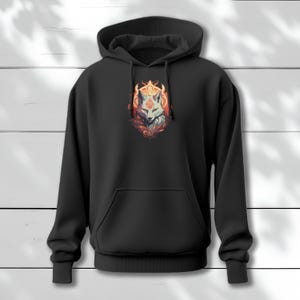 Fire Wolf Hoodie - Mystic Fox Spirit Sweatshirt - Japanese Kitsune Art Pullover - Fantasy Warrior Streetwear - Unique Design Sweatshirt