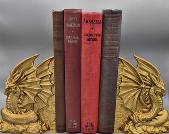 Serre-livres dragon doré en soie : décoration d'étagère fantastique